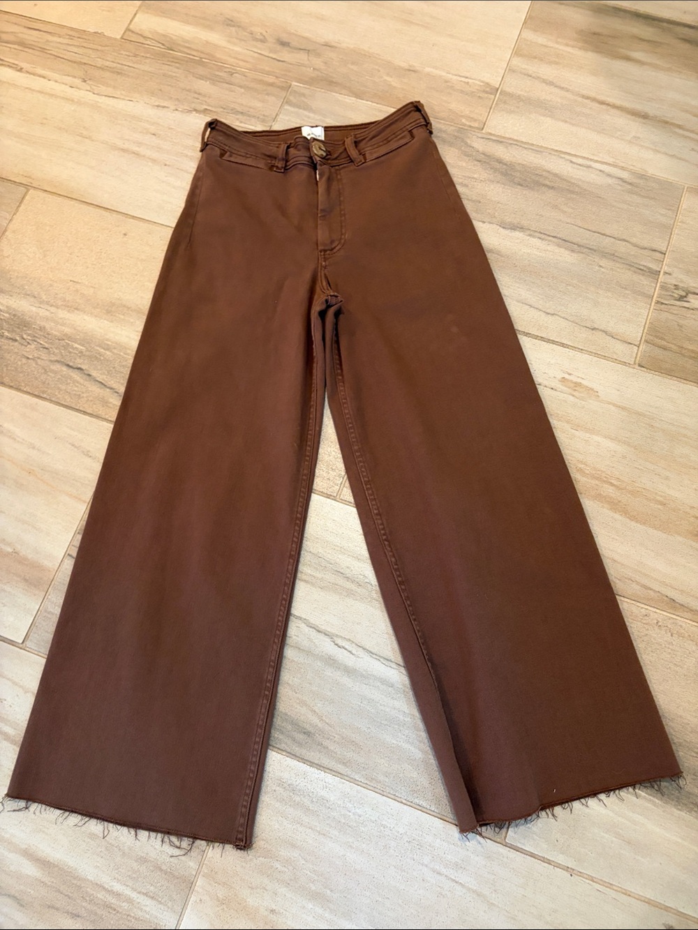 Anthropologie Maeve Wide Leg High-Rise Jeans in Brown
